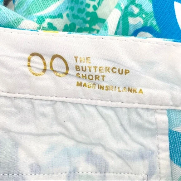 Lilly Pulitzer The Buttercup Scallop Hem Short Size 00 Blue White Yellow - Picture 7 of 11